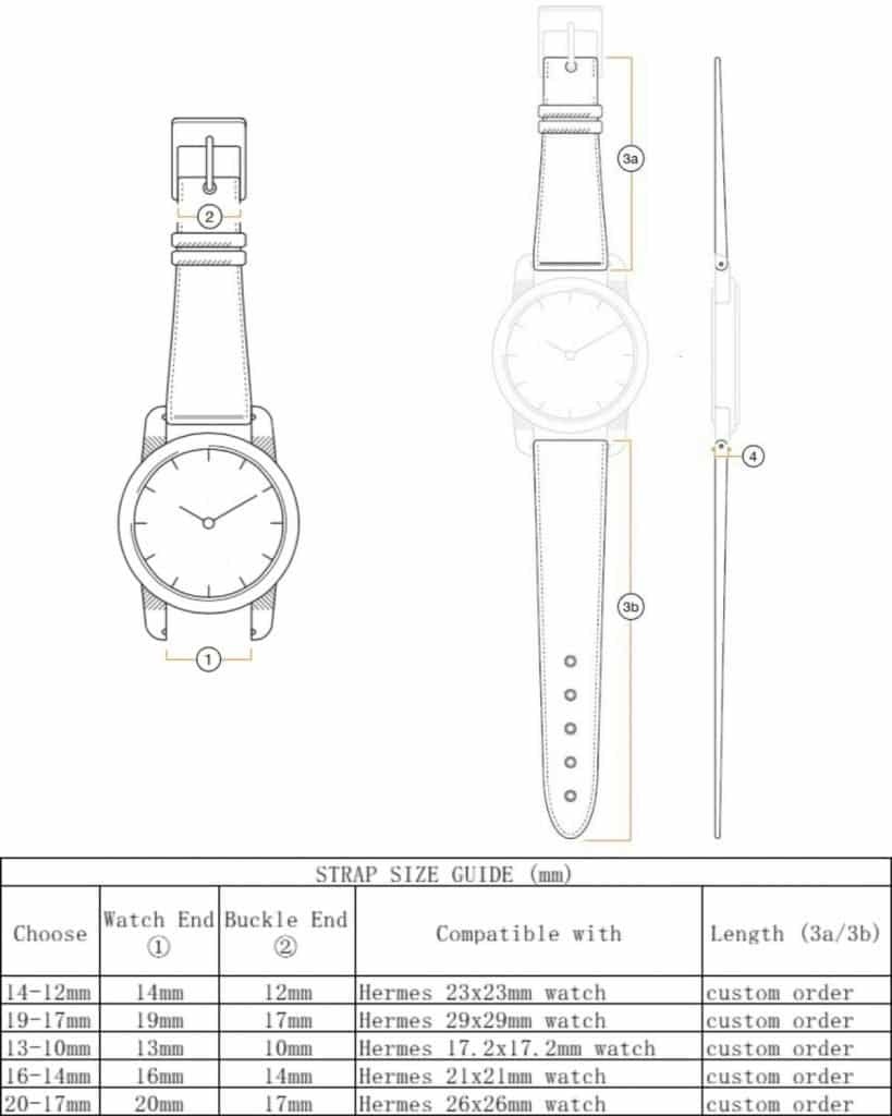 Watch Strap Size Guide: Hermes watch