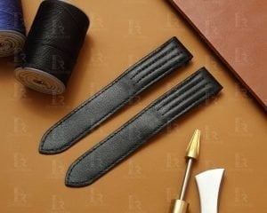 Custom genuine alligator High gloss Dark Blue leather watch strap replcament for Cartier Roadster watch