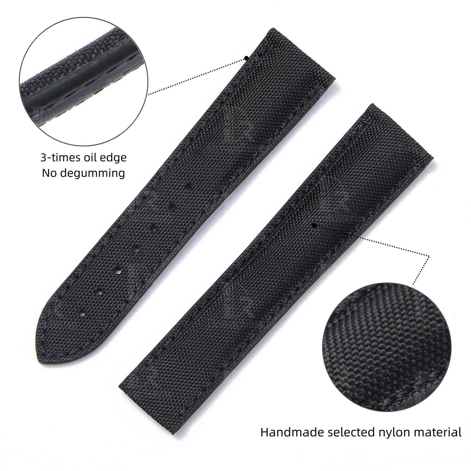 Custom nylon best Omega Speedmaster aftermarket straps 18mm 20mm handmade black canvas - Omega Seamaster watch band replacement online at a discount price aftermarket watch strap