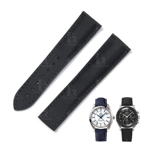Custom nylon best Omega Speedmaster aftermarket straps 18mm 20mm handmade black canvas - Omega Seamaster watch band replacement online at a discount price aftermarket watch strap