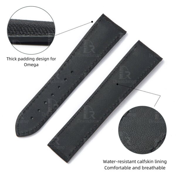 Custom nylon best Omega Speedmaster aftermarket straps 18mm 20mm handmade black canvas - Omega Seamaster watch band replacement online at a discount price aftermarket watch strap