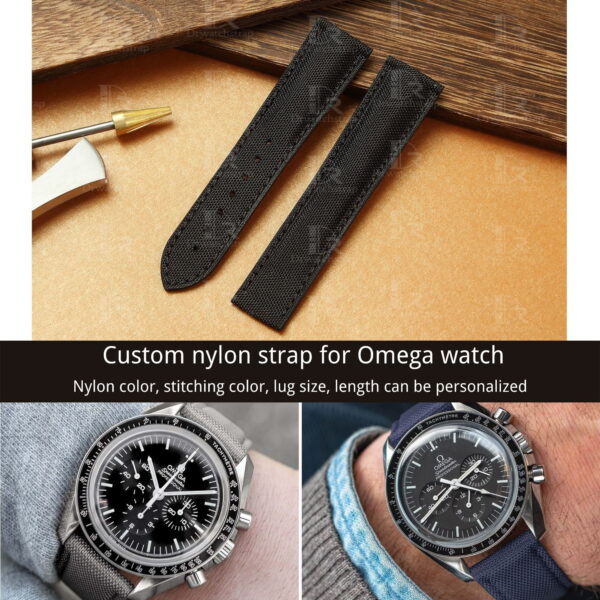 Custom nylon best Omega Speedmaster straps 18mm 20mm handmade black - omega Seamaster watch bands online discount price aftermarket watch straps for Omega luxury watches