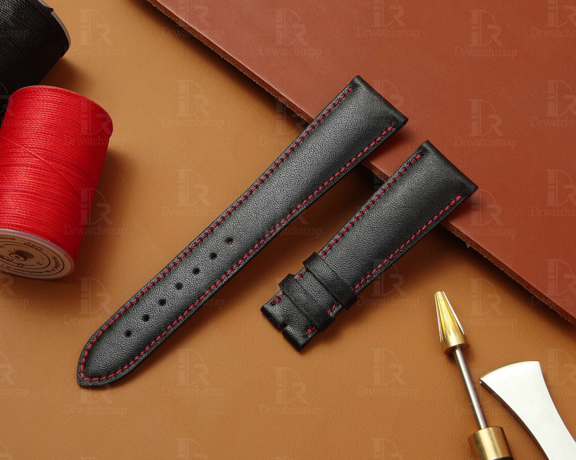 Best quality handmade OEM premium black calfskin replacement Tudor leather strap and watch band with red linning for Black Bay 58 41 GMT Heritage luxury watches 20mm 22mm 24mm online at a low price - Shop the premium watchs traps and watchbands online