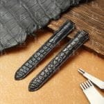 Handmade Genuine best quality American Alligator Round-scale Curved-end Black leather watch straps & watch bands replacement for Rolex Cellini & Girard Perregaux 1966 luxury watches - Shop and buy aftermarket OEM high-end leather straps from dr watchstrap for sale at a low price