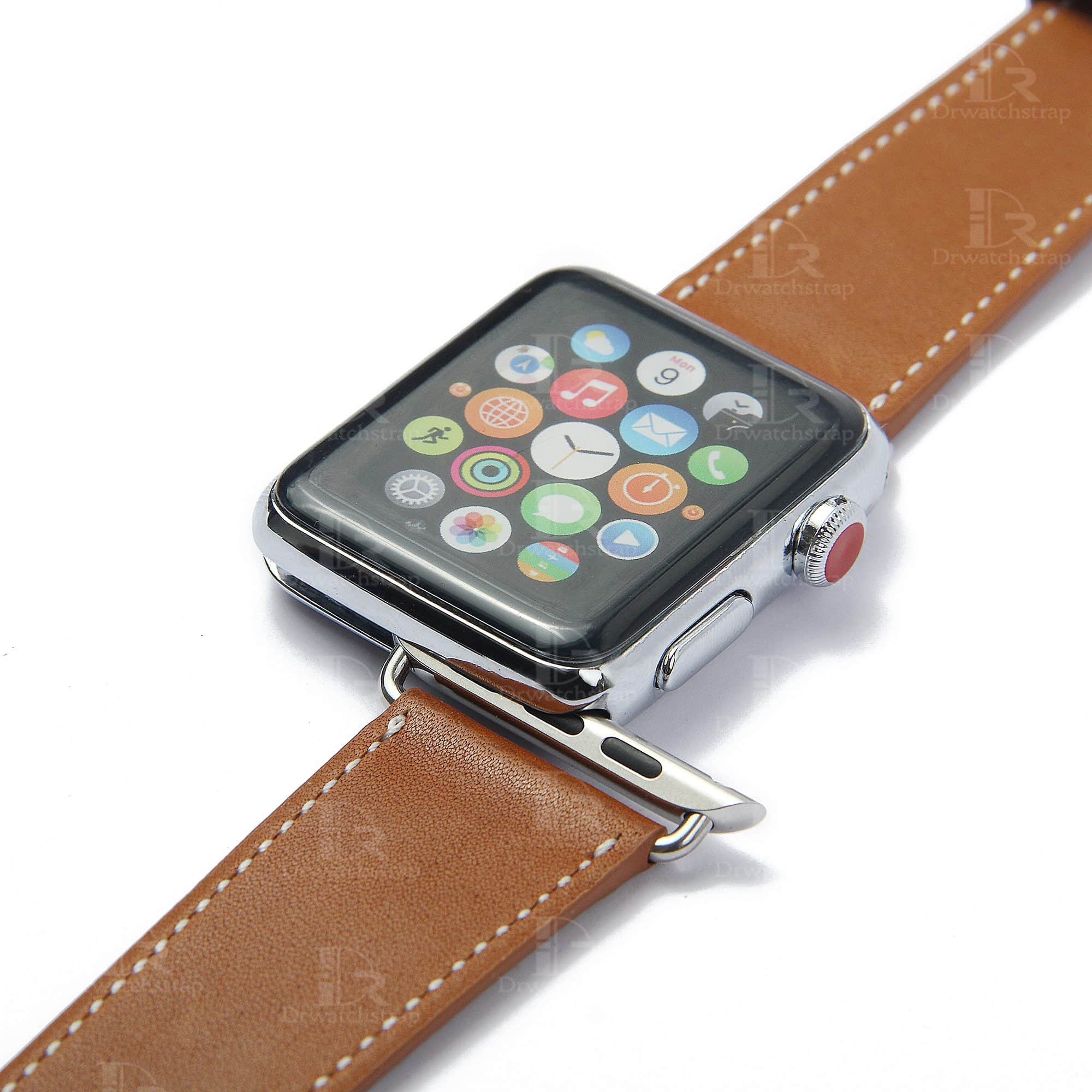 double loop custom leather watch band brown strap oem apple watch