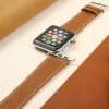 Double loop custom leather watch band brown strap oem apple watch