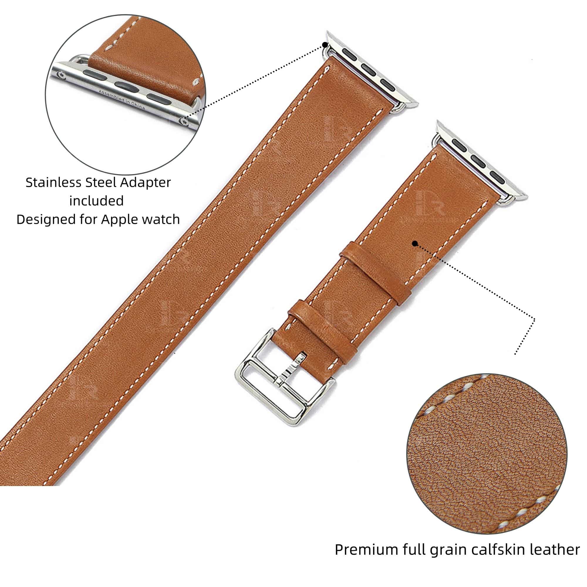 double wrap handmade brown leather watch strap oem apple watch
