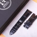 Custom Breguet Type XX 3810 black Alligator leather watch band strap cream stitching (2)