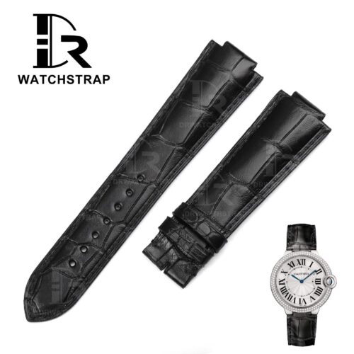 Buy Custom Cartier Ballon Bleu Black alligator leather strap de pin buckle watch band (1)