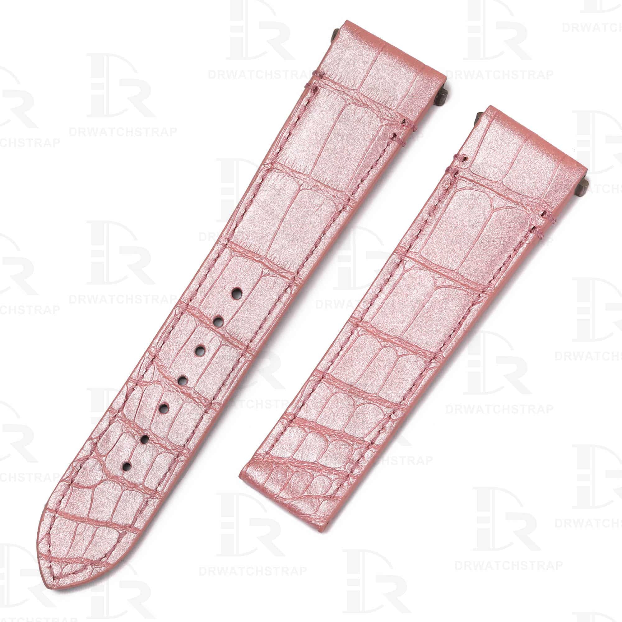 Buy custom New Cartier Santos Pink leather watch strap 19mm 21mm handmade for sale