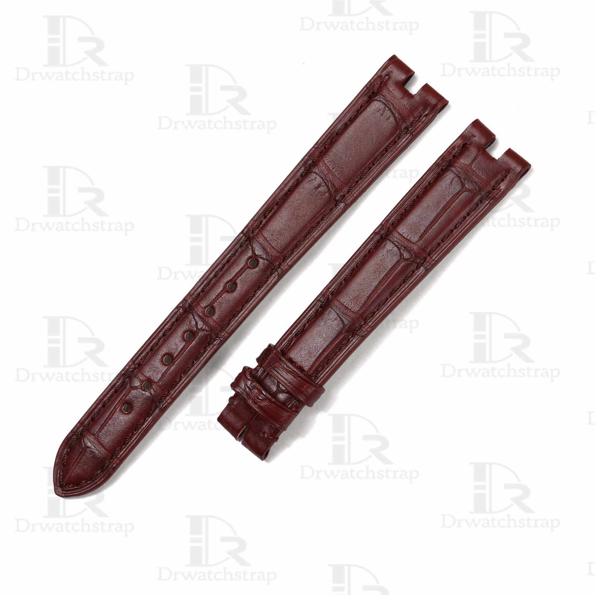 Buy custom Vintage Cartier Vendome Must De Burgundy Red leather watch band 14mm 16mm replacement for sale