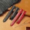 Genuine best quality American Alligator Red Black custom handmade replacement Cartier leather strap and watch band for Cartier Vendome Must De watch online - Shop the premium High-end crocodile material straps & watchbands from dr Watchstrap at a low price