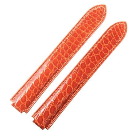 Genuine Grade A round-scale Orange alligator crocodile leather strap and watch band replacement for Cartier Ballon Bleu 33mm 36mm 43mm mens and women's luxury watches - 100% handmade aftermarket watch bands and straps online from dr Watchstrap at a low price
