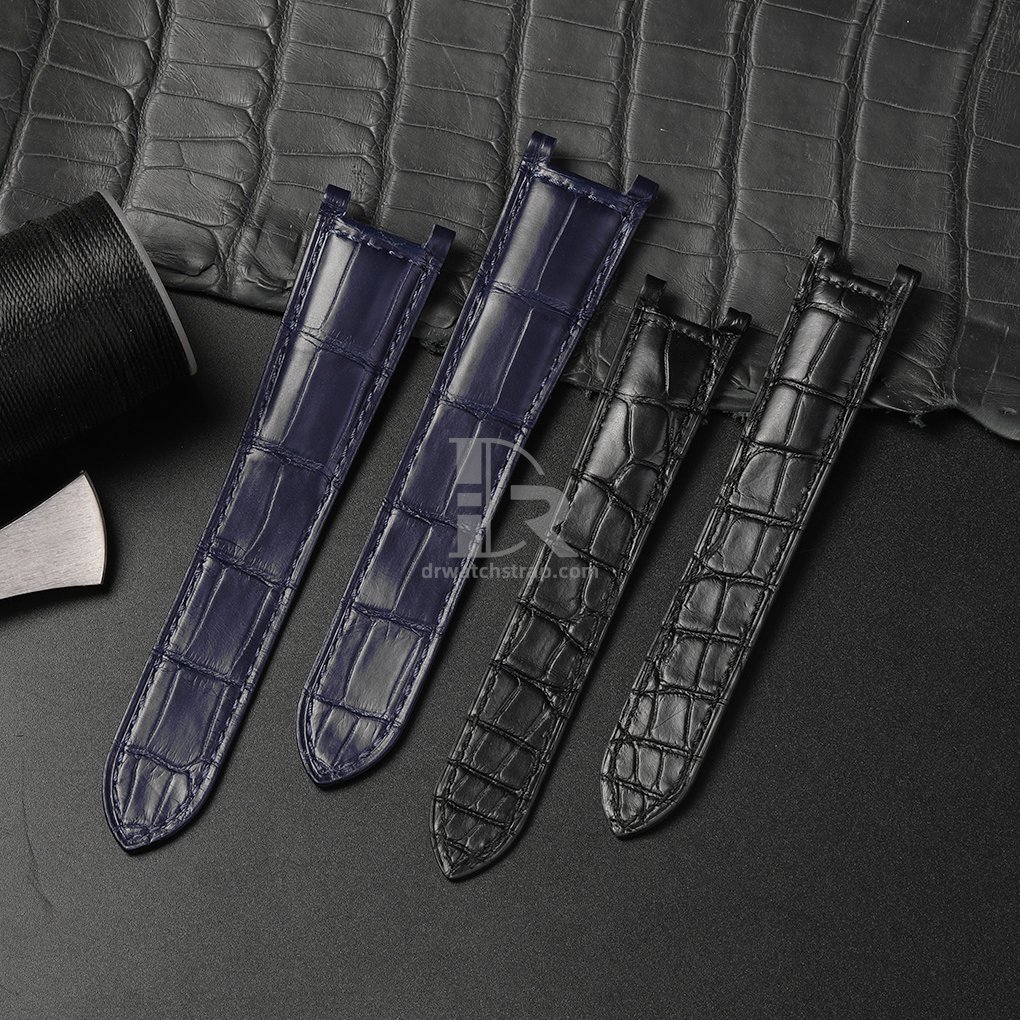 Custom Dark blue Alligator leather watch straps for cartier pasha strap (2)