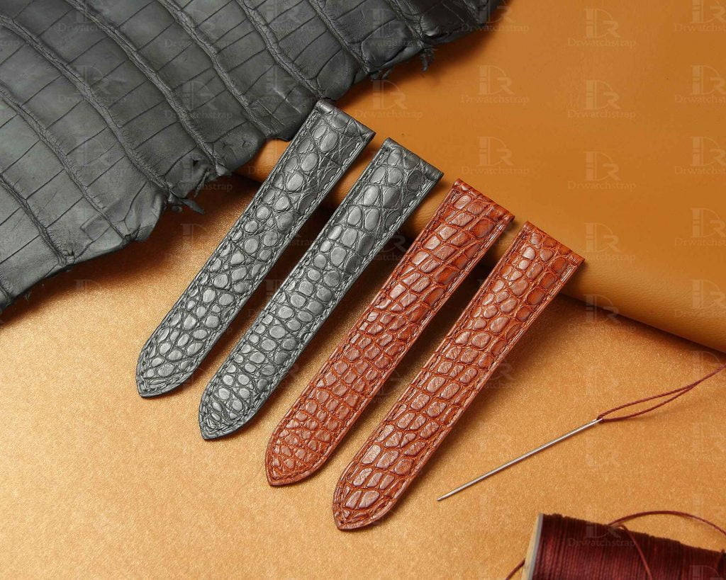 Custom best quality material alligator crocodile Cartier Tank & Ronde solo black brown blue orange green gold watch leather strap and watch band replacement 16mm 18mm 20mm 23mm size compatible with Cartier Tank & Ronde solo small large - Shop the high-end quality straps and watch bands from DR watchstrap