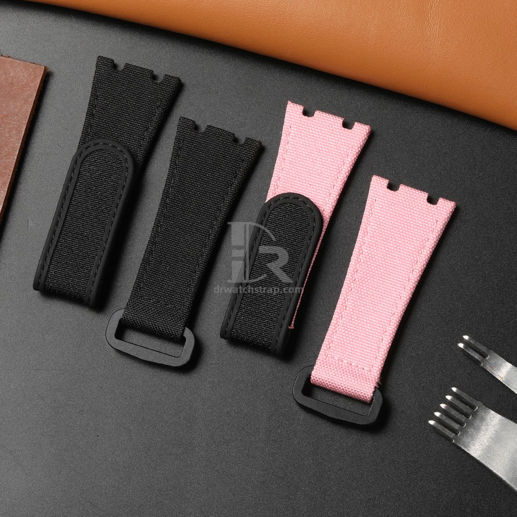 Custom Black Pink velcro strap replacement for Audemars Piguet Royal Oak offshore (2)