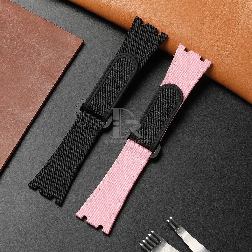 Custom Black Pink velcro strap replacement for Audemars Piguet Royal Oak offshore (3)