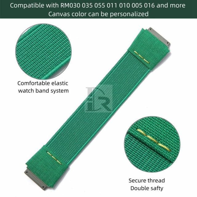 Richard Mille RM elastic nylon watch strap replacement best quality material at a discount price with red white yellow blue orange green pink grey purple and rose gold watch bands available for sale for RM67 035 011 030 055 and more models