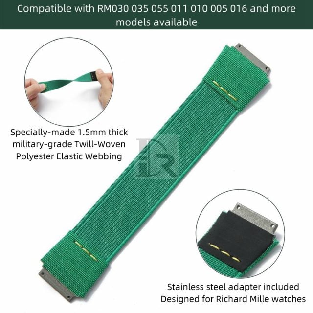 Richard Mille RM elastic nylon watch strap replacement best quality material at a discount price with red white yellow blue orange green pink grey purple and rose gold watch band available for sale for RM67 035 011 030 055 and more models