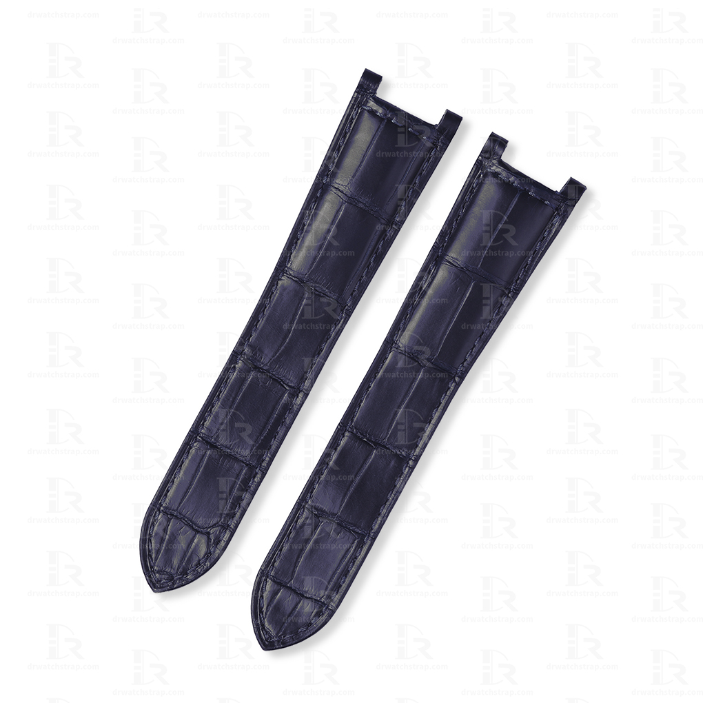 Handmade Custom dark blue alligator leather Watch band double folded for Pasha de Cartier luxury watch for sale