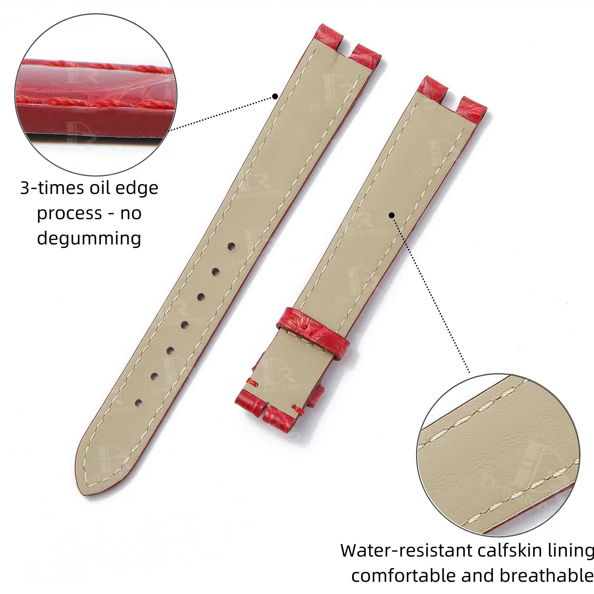 Genuine best quality American Alligator Red custom handmade replacement Cartier leather strap and watch band for Cartier Vendome Must De watch online - Shop the premium High-end crocodile material straps & watch bands from dr Watchstrap at a low price