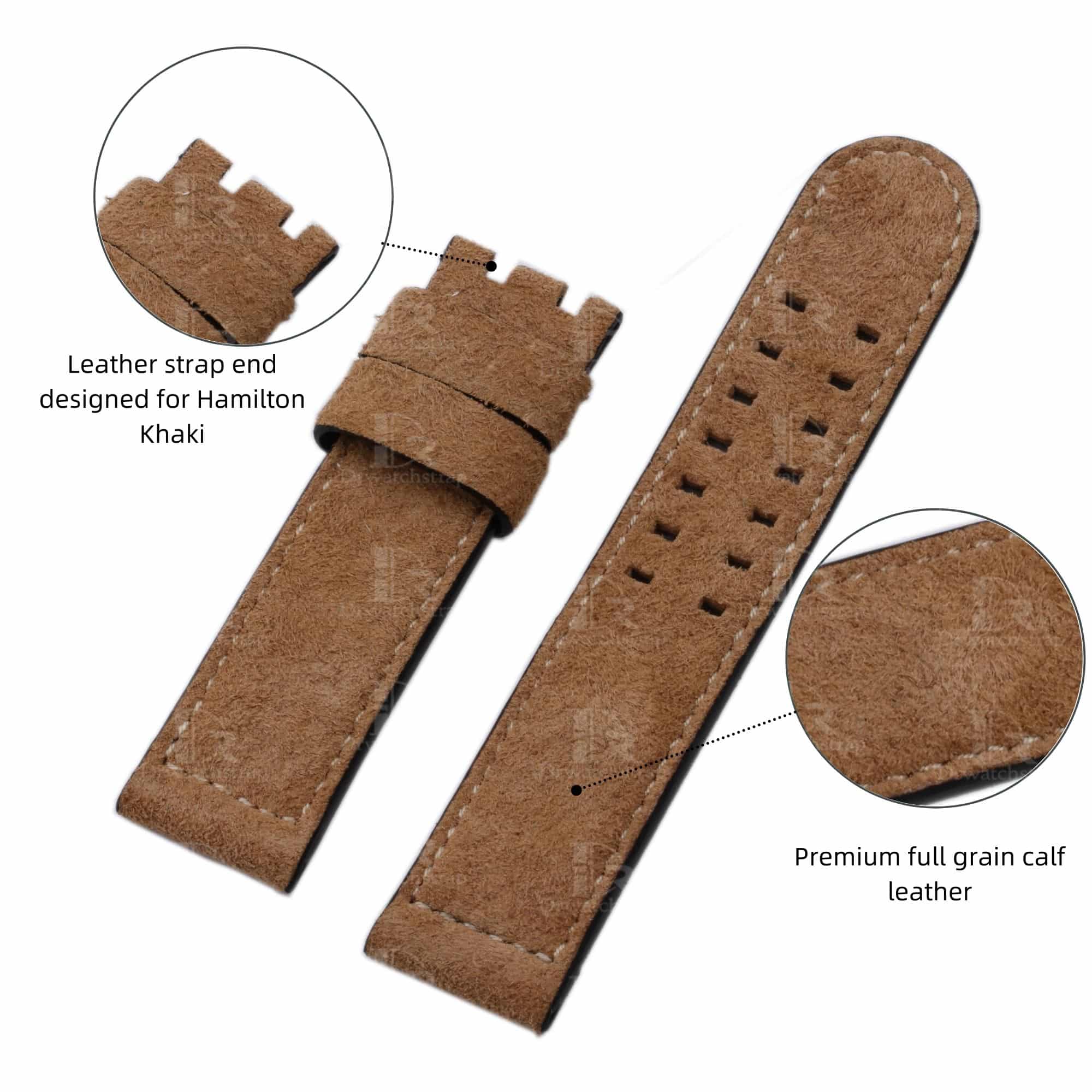 Hamilton Khaki Aviation BROWN leather STRAP 22MM 20mm 24mm replacement
