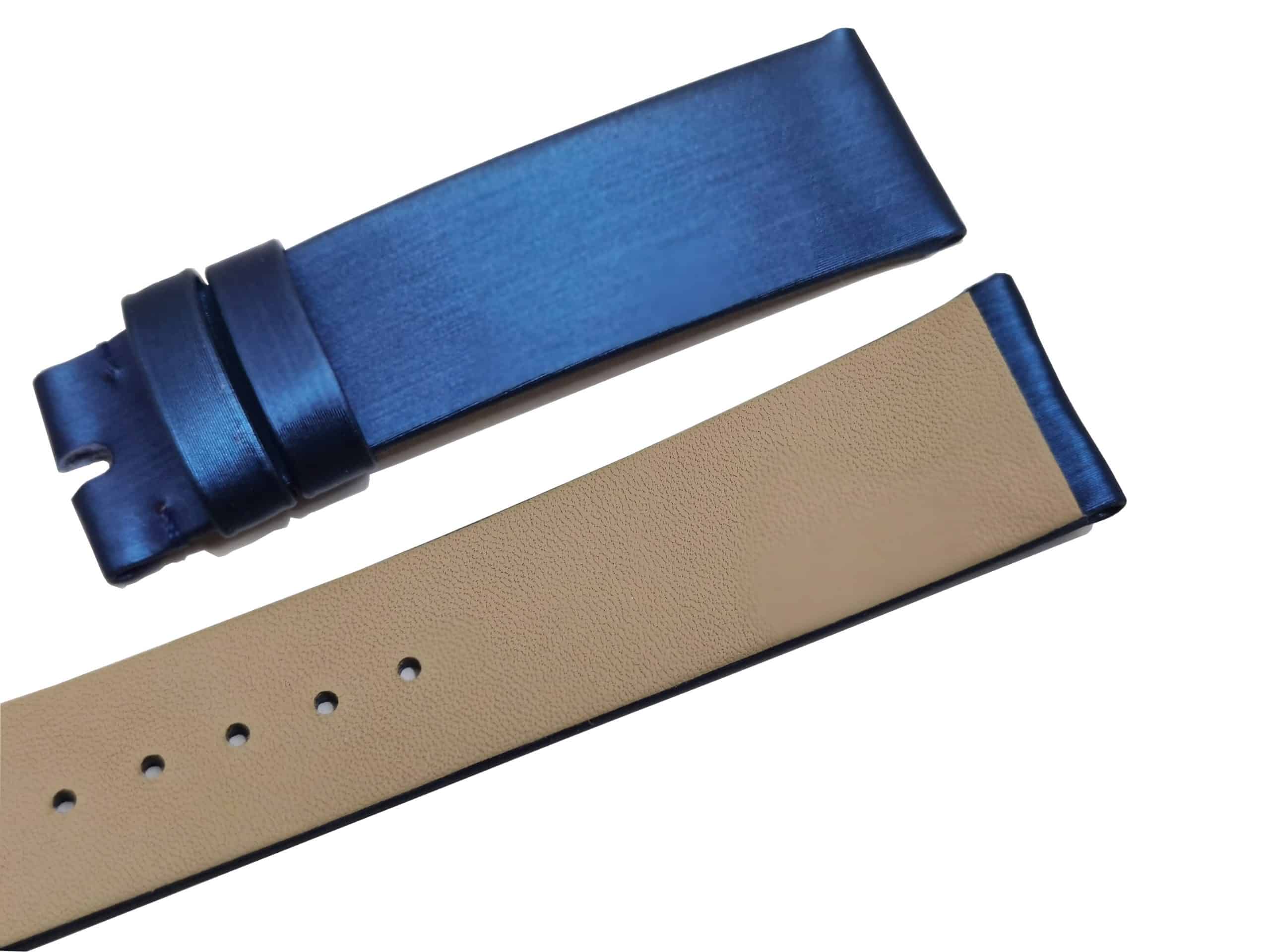 Premium Omega watch strap replacement Omega Deville watch strap blue satin leather watchbands online for sale