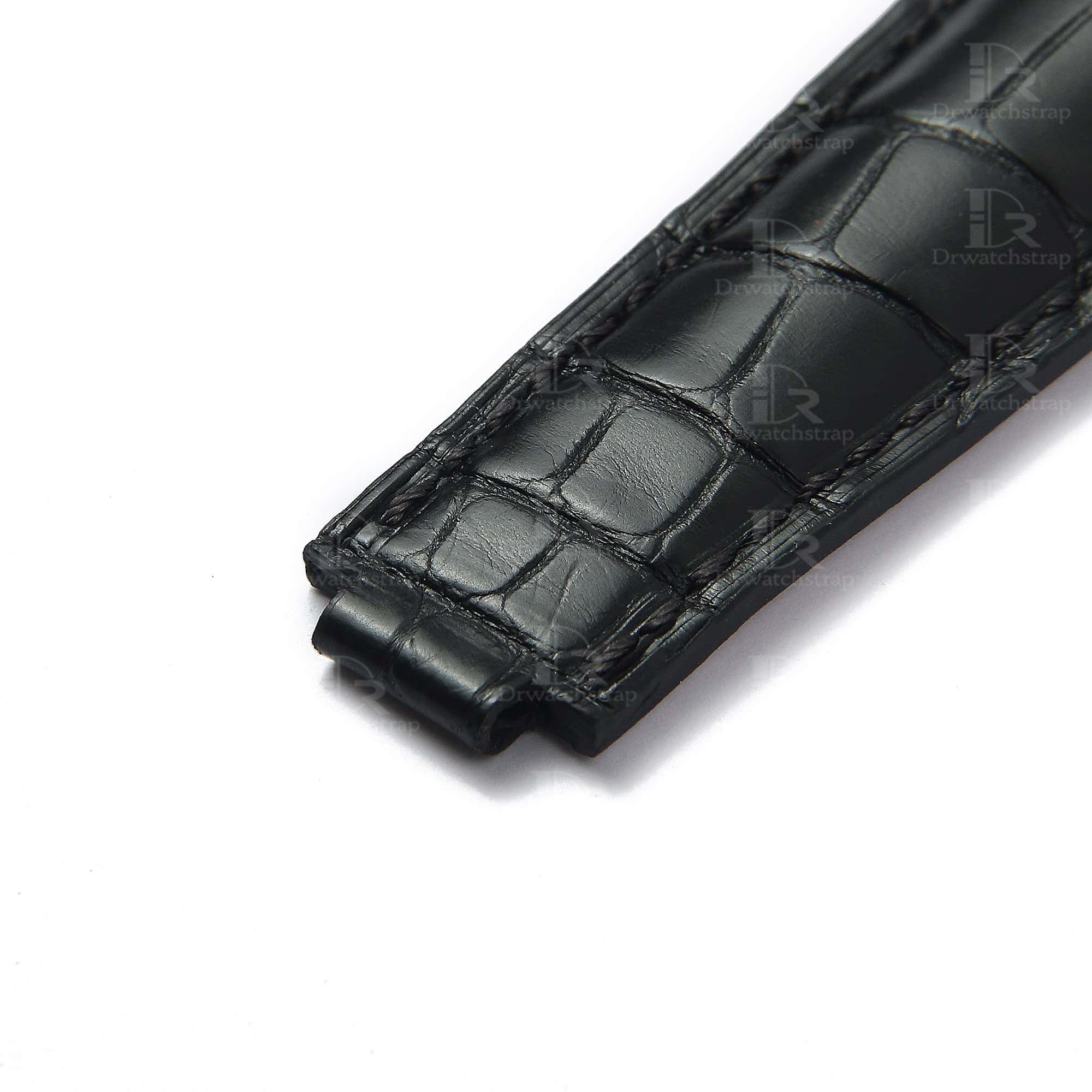 Best high-end quality alligator black Rolex leather watch straps and watch bands replacement for Rolex Submariner & Sky-Dweller luxury watches - Aftermarket watch band online for sale at a low price 20mm 21mm 22mm lug size