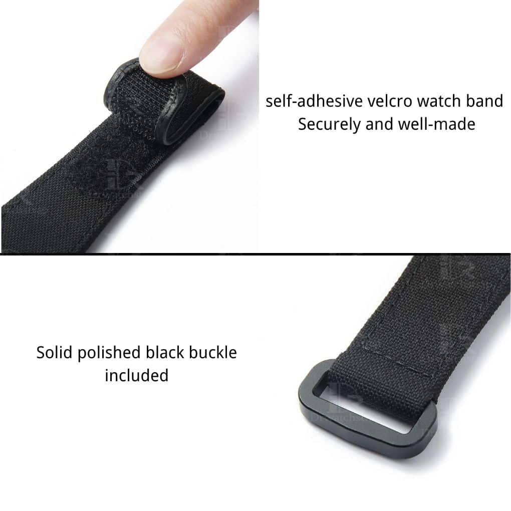 Velcro watch band with buckle hook and loop strap nylon