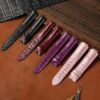 Custom Genuine Alligator black red pink purple leather straps replacement for Cartier Ballon Bleu de watch leather watch band for pin buckle