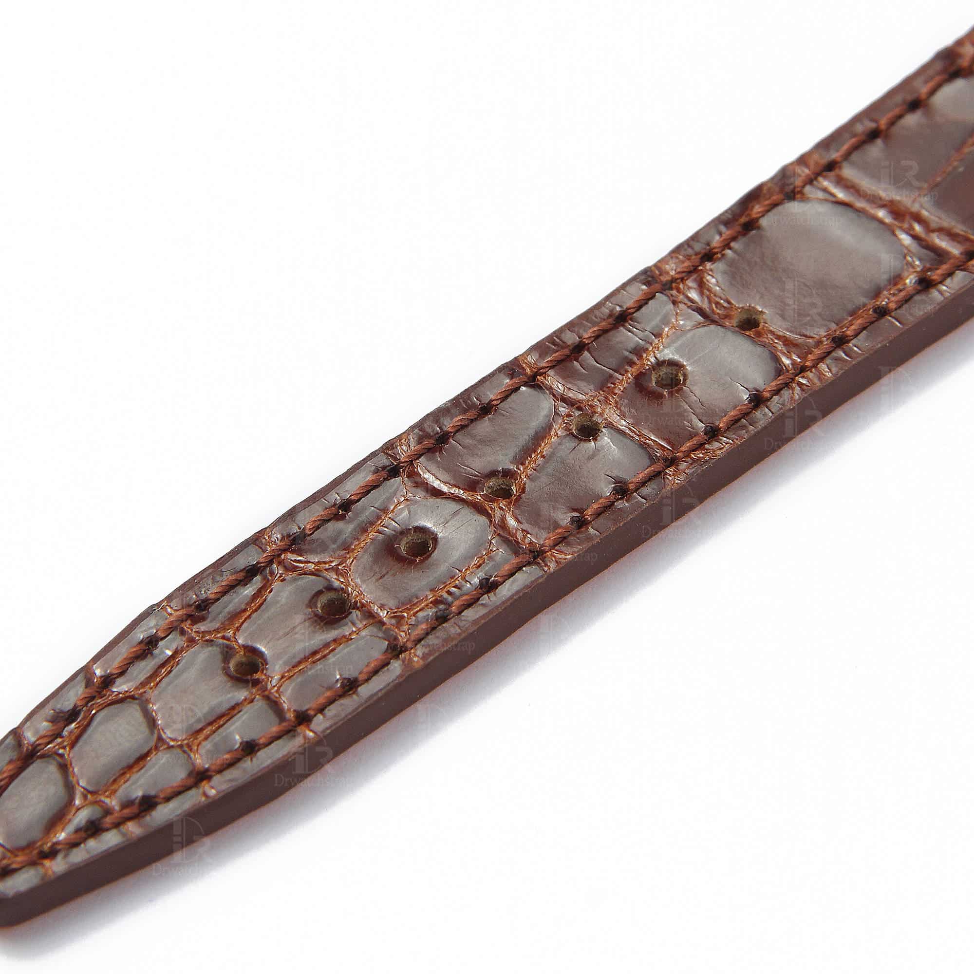 handcrafted Replacement lady IWC Santoni Brown Alligator leather watch band