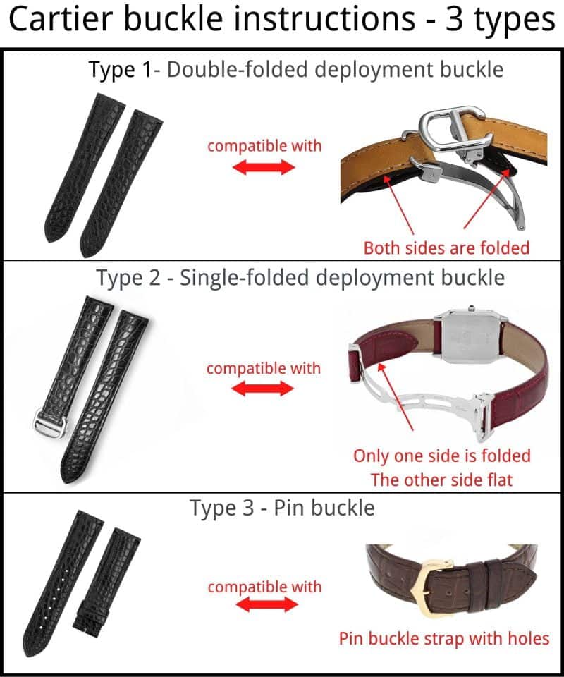 Cartier watch strap buckle instructions - double-folded vs single folded vs pin clasp