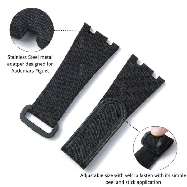 watch band For Audemars Piguet Royal Oak 15710 watch black Velcro Nylon Canvas strap (2)