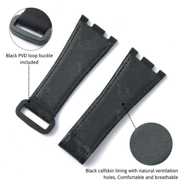 watch band For Audemars Piguet Royal Oak 15710 watch black Velcro Nylon Canvas strap (3)
