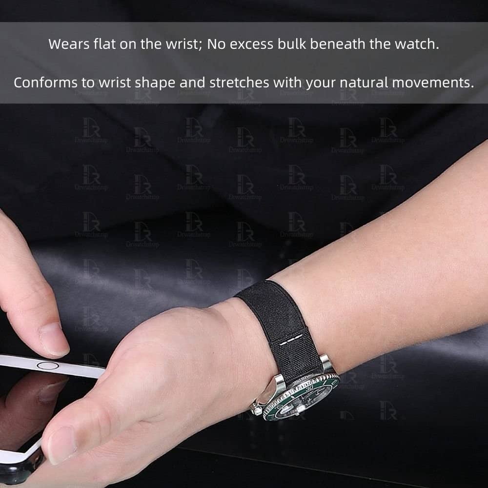 Custom handmade 20mm Elastic watch band on wrist