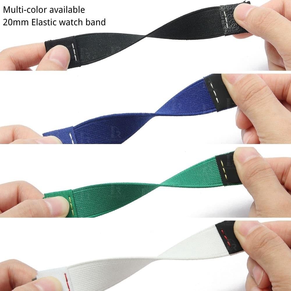 20mm Elastic watch band black blue green white yellow red canvas nylon strap for Rolex Omega Blancpain Patek Philippe and more (6)