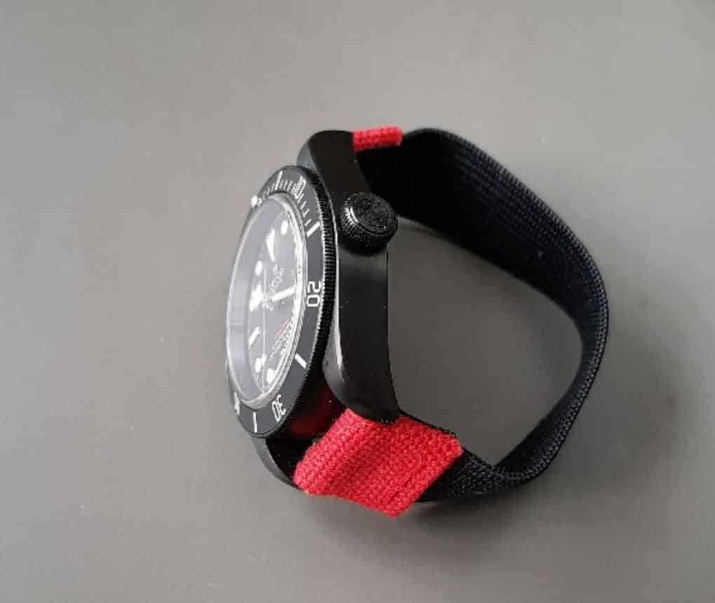 Custom handmade 20mm watch Elastic bands exercises bracelets black red canvas nylon best elastic watch strap exercise workout for Rolex Omega Blancpain Patek Philippe and more online for sale