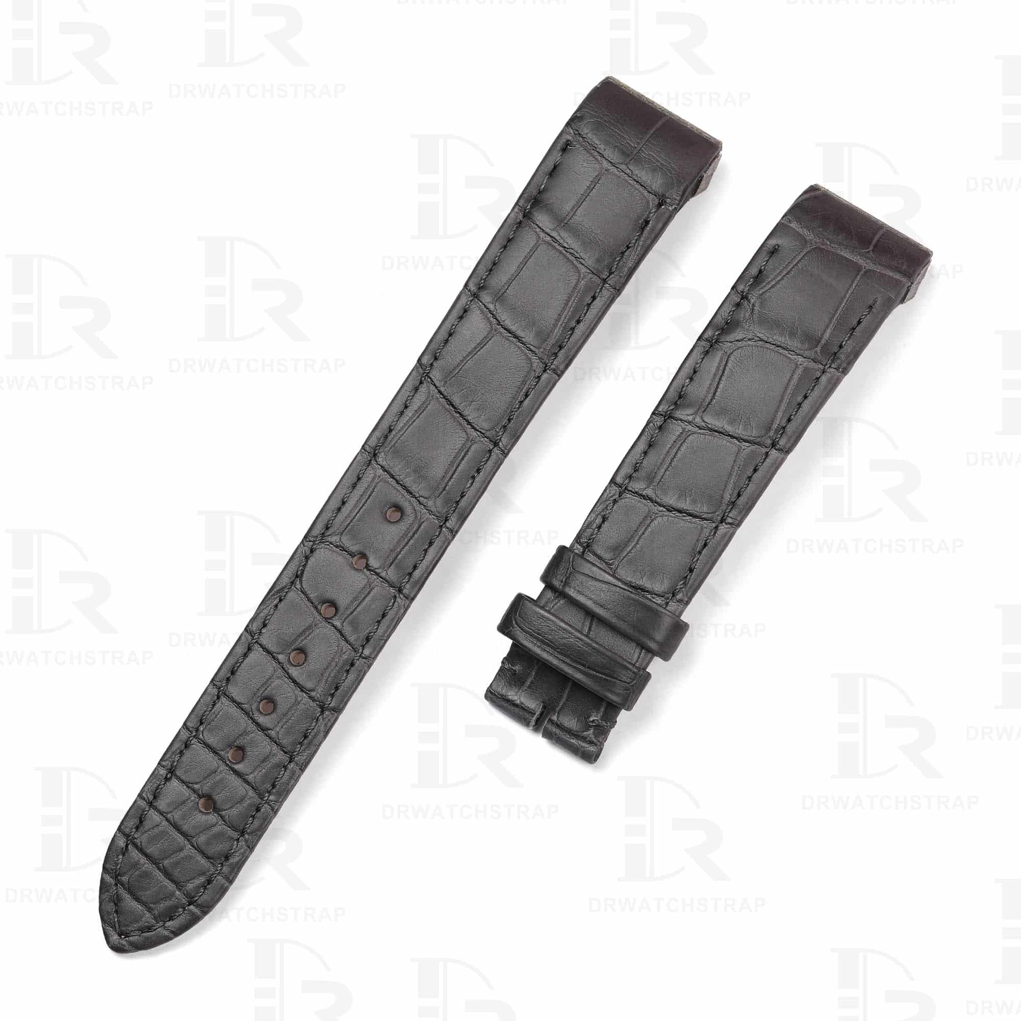 Buy custom Jaeger-Lecoultre Reverso Grey leather watchbands 18mm handmade for sale