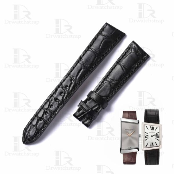 Buy custom Vacheron Constantin 1972 Asymmetric Black leather watch strap 14mm 17mm replacement for sale (1)