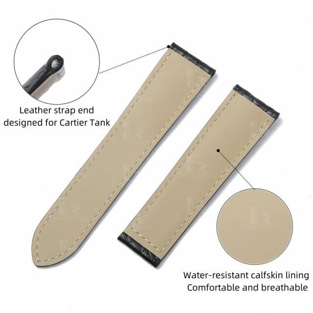 The best quality genuine custom handmade American Alligator leather black strap and watch band round-scale replacement for Cartier Tank & Ronde Solo mans and women's luxury watches - 100% Customized bespoke crocodile leather straps & watchbands from DR Watchstrap at a low price