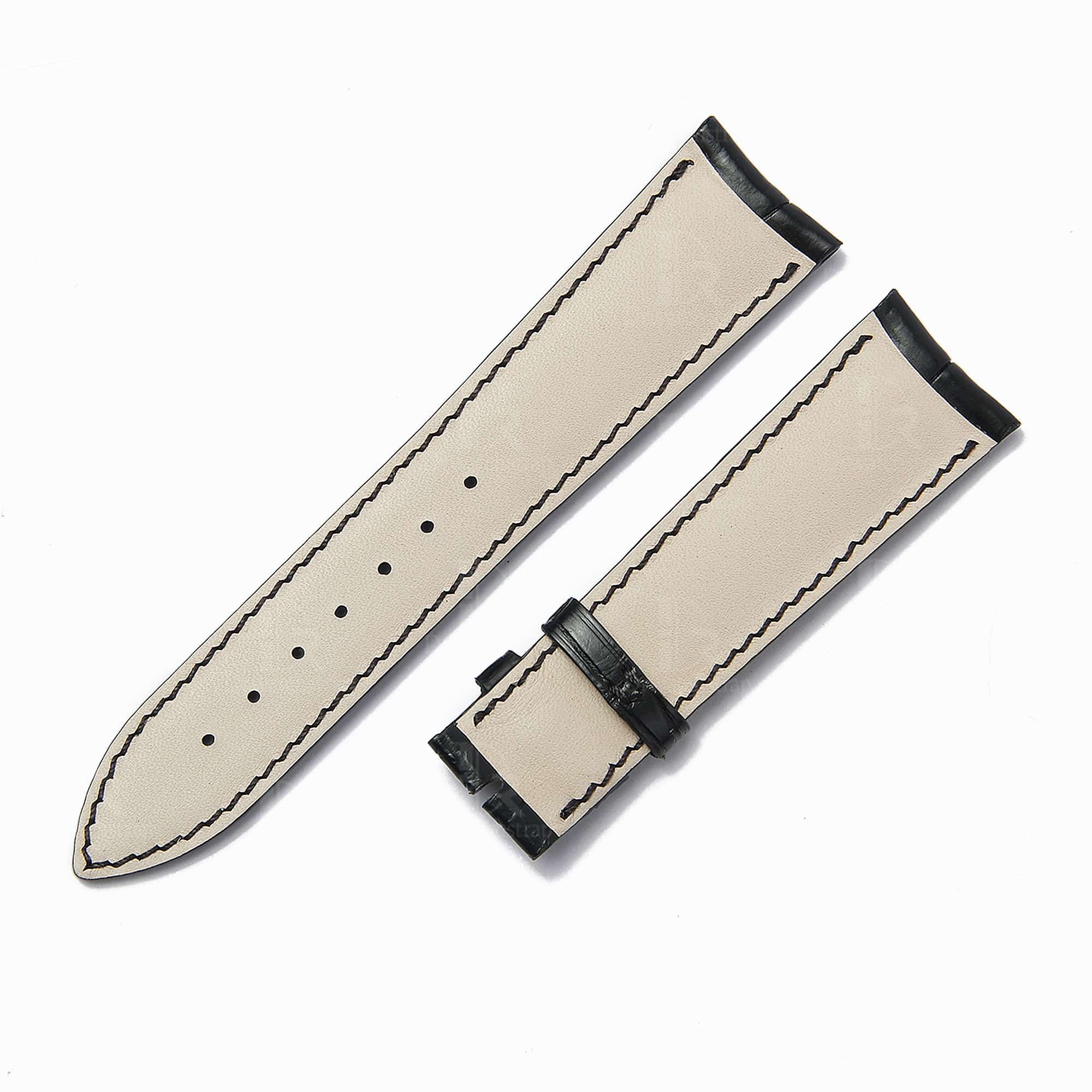 Custom alligator leather jaeger lecoultre watch bands for JLC Master watches - 19mm 20mm 21mm curved end strap