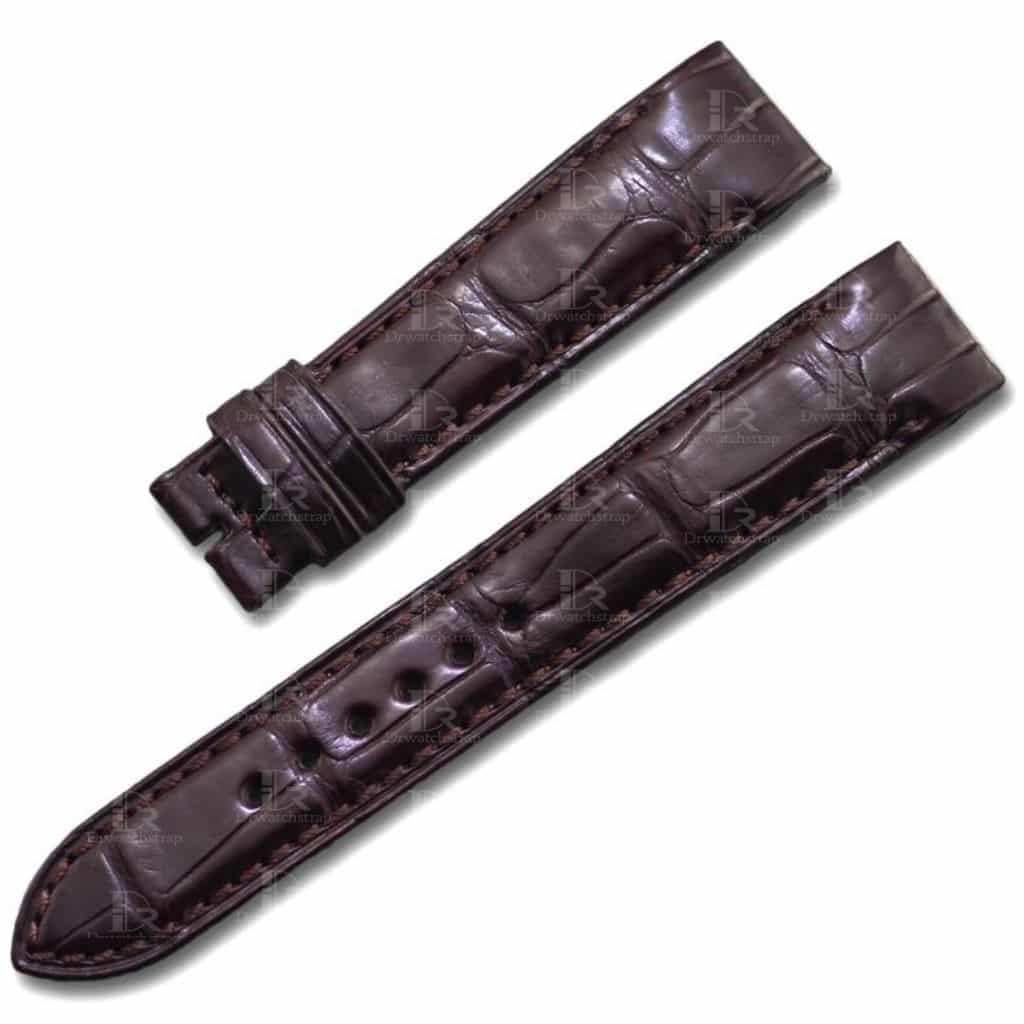 Custom strap fit for Jaeger-Lecoultre Reverso Q7038493 brown crocodile leather replacement watch band - OEM