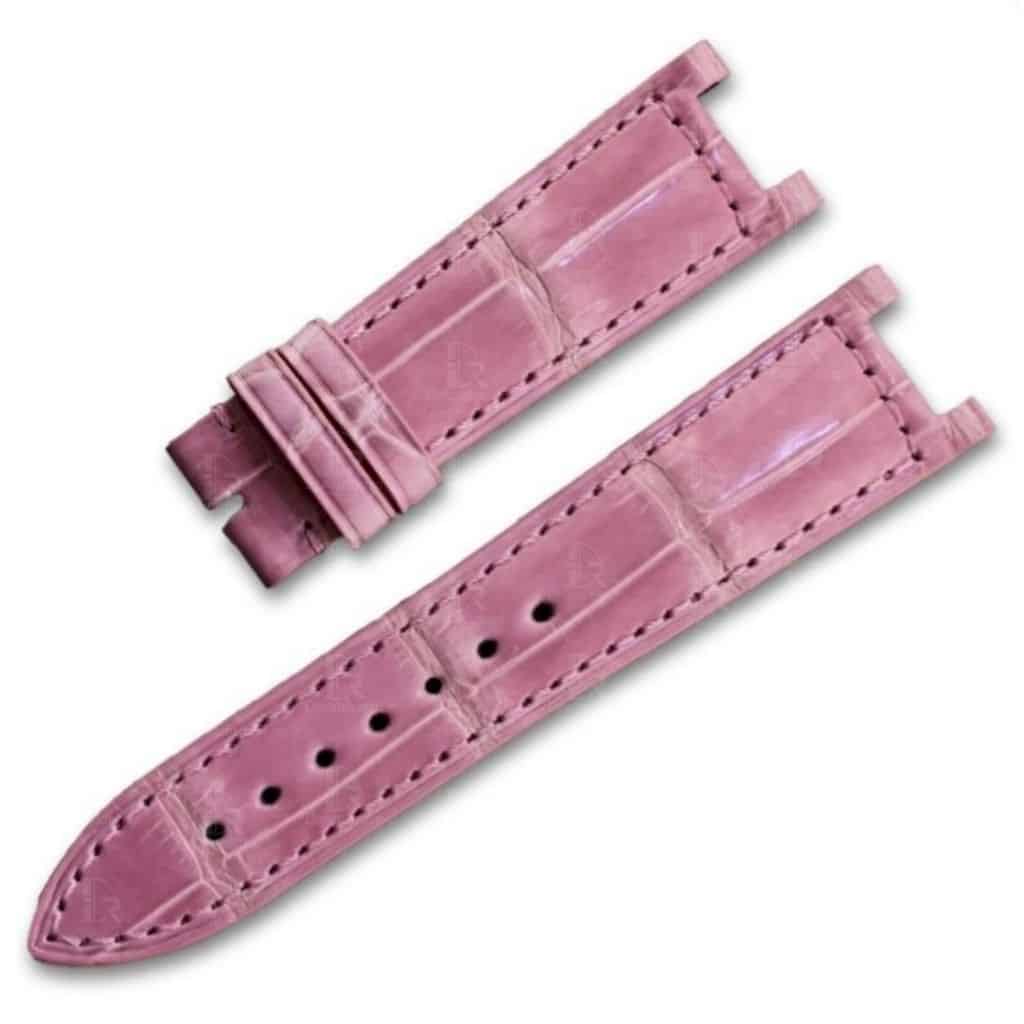 Handcrafted leather watch band for Franck Muler Double Mystery pink alligator watchband replacement - Customized