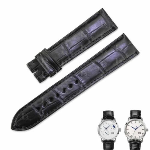 Best quality OEM handmade Black American Alligator leather straps and watch bands for Glashütte Quintessentials online for sale - Shop the custom Grade A crocodile watch band leather strap and watch band replacement at a low price