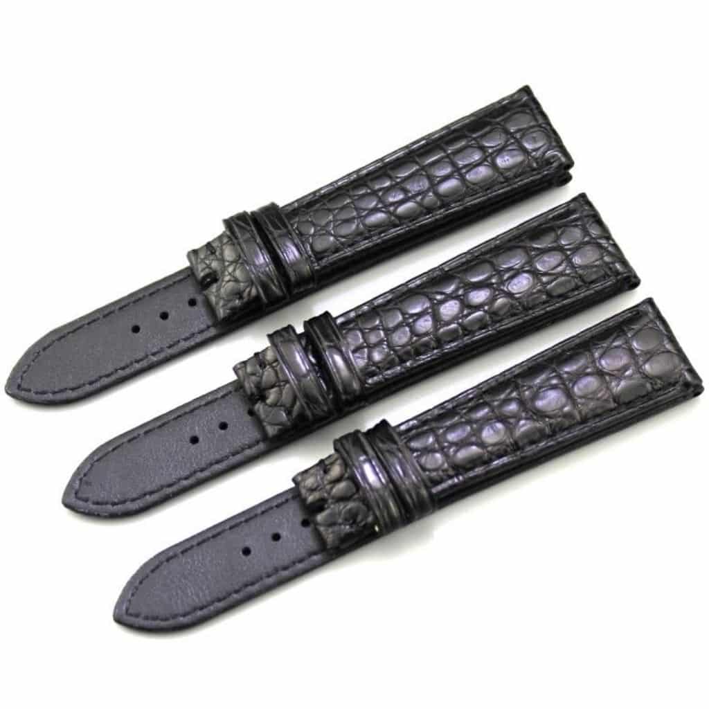 Genuine best quality handmade American Alligator black Round-scale Glashutte Senator leather strap and watch band replacement for Glashutte Senator 39-31-34-42-04 with 19mm 20mm 22mm lug size watchbands at a low price