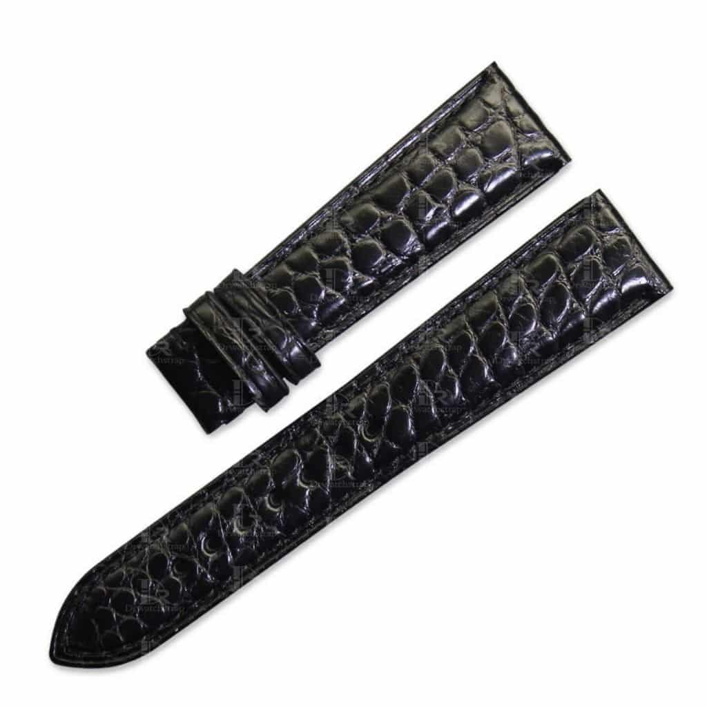 Genuine best quality handmade American Alligator black Round-scale Glashutte Senator leather strap and watch band replacement for Glashutte Senator 39-31-34-42-04 with 19mm 20mm 22mm lug size watch bands at a low price
