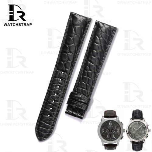 Glashutte Senator Alligator leather strap black round scale watch band Handmade watchbands for sale (1) Glashutte Senator Alligator leather strap black round scale watch band Handmade watchbands for sale (1)