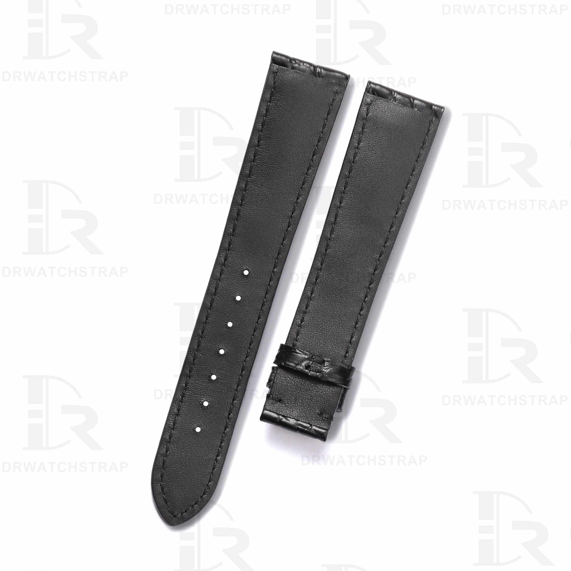 Glashutte Senator Alligator leather strap black round scale watch band Handmade watchbands for sale (2)