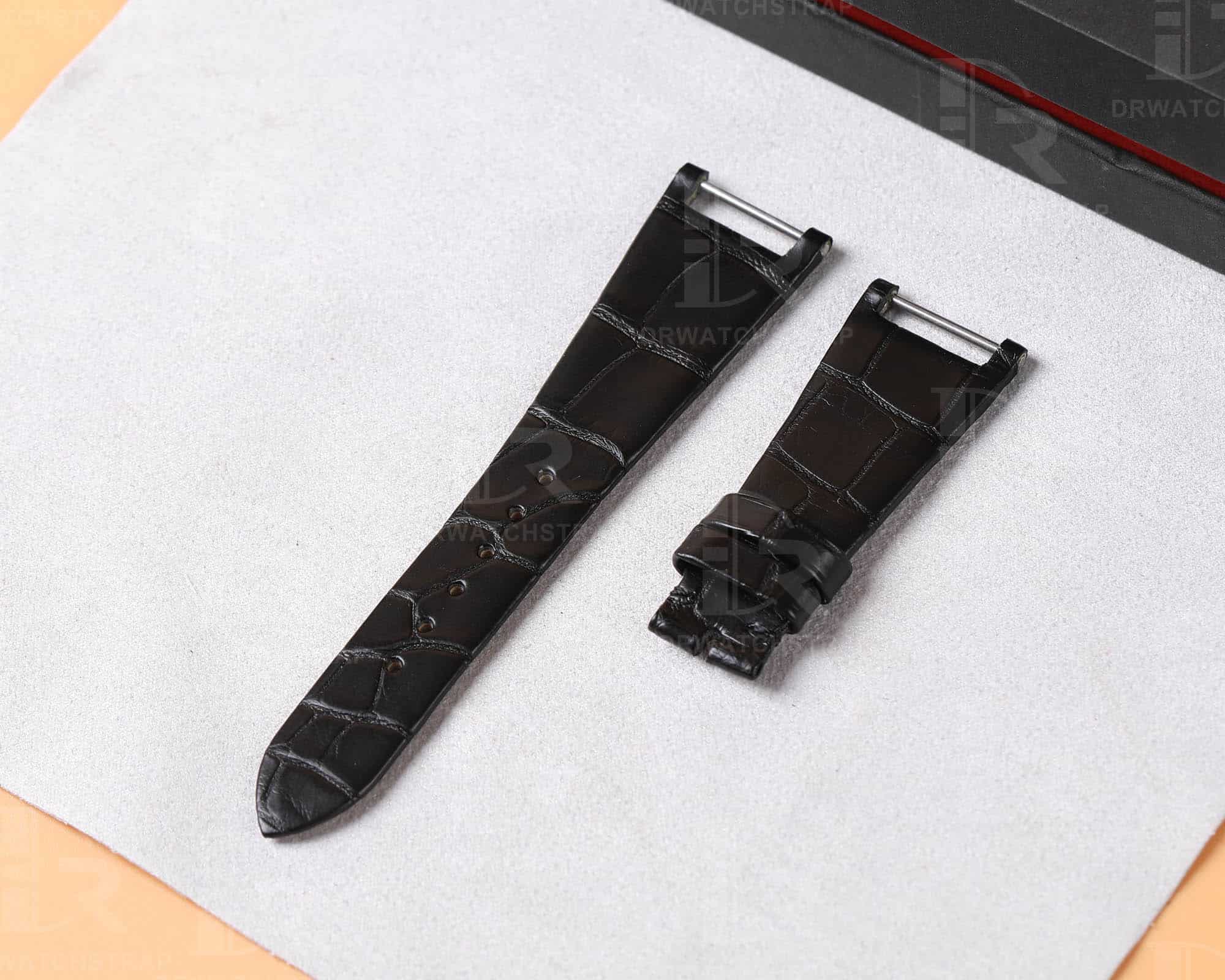 Custom handmade black alligator watchband for Patek Philippe Twenty-4 straps