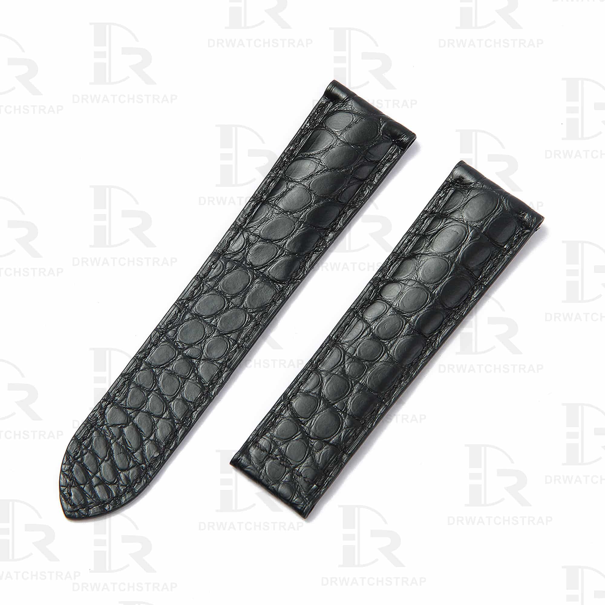 replacement Black alligator leather strap for for Cartier Tank & Ronde Solo – Customized